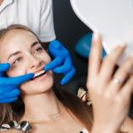 a women is getting dental treatment